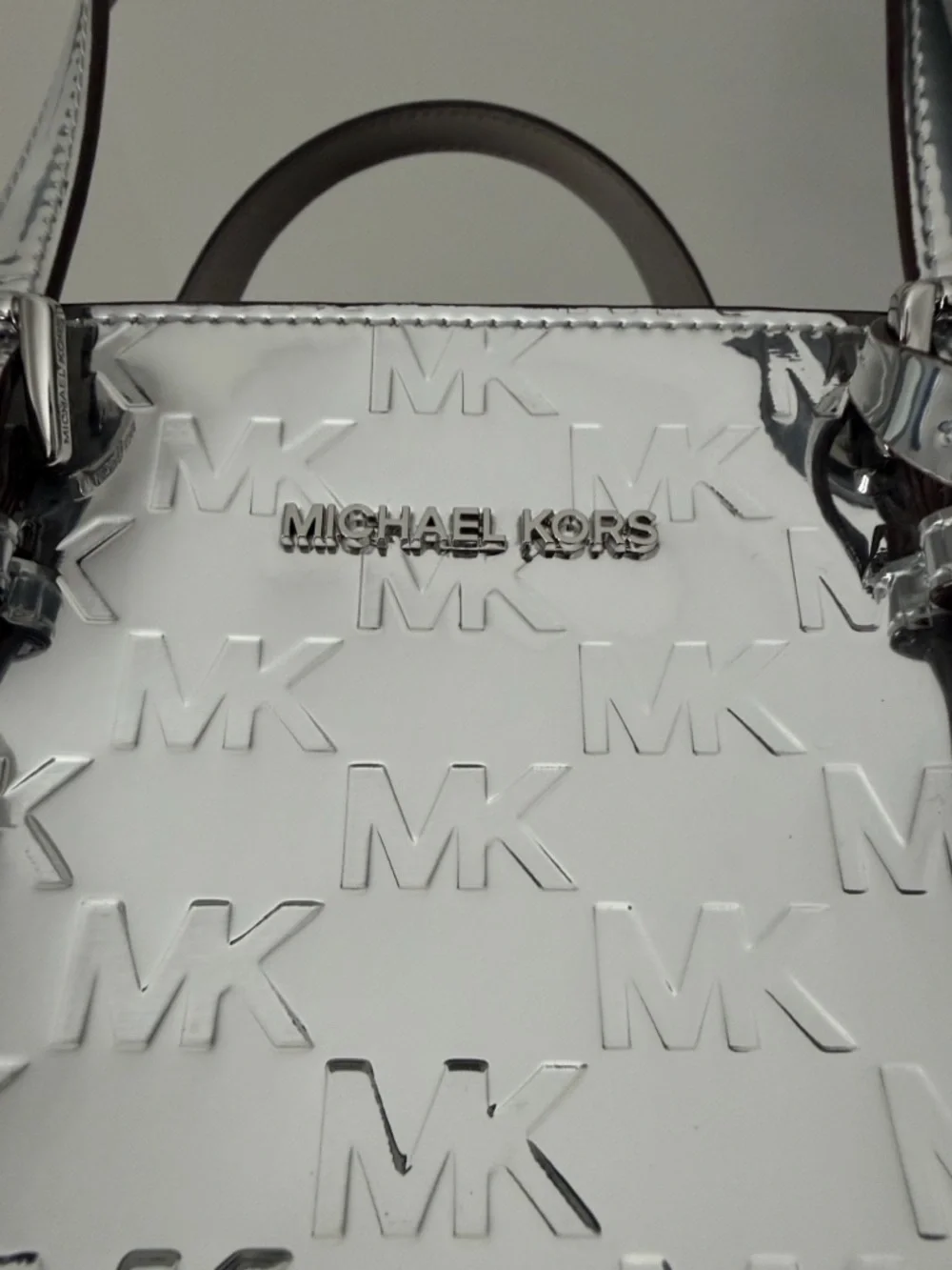 MICHAEL KORS Jet Set Extra Small Metallic Silver Embossed Tote - Picture 12 of 16